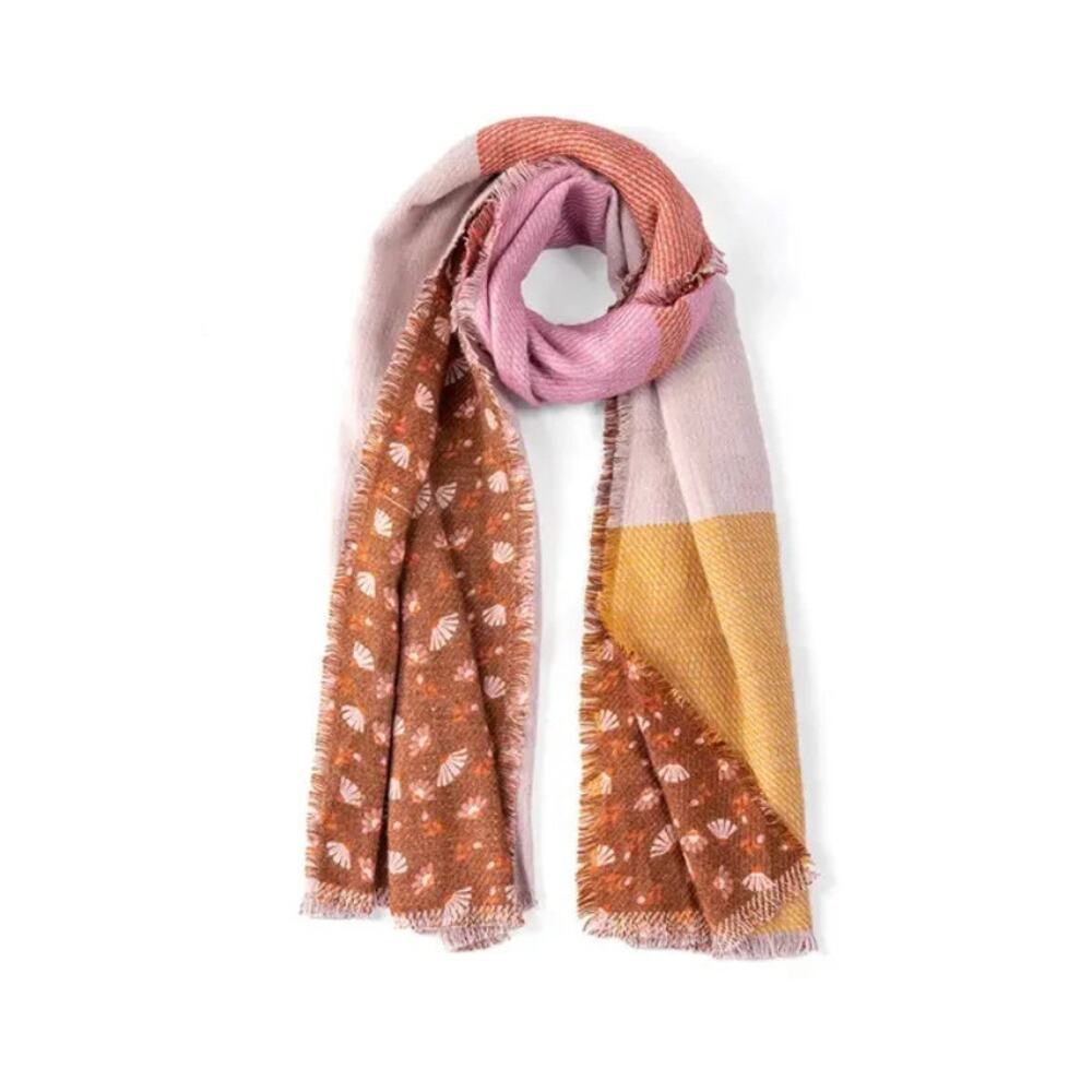 SHIRALEAH‎ YALE REVERSIBLE SCARF - RUST